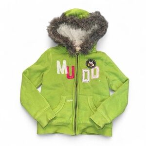 Mudd Green Kids Girls Zip-Up Hoodie with Fur Trim - Yr 6